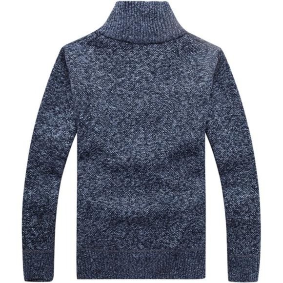 Men's Shawl Collar Cardigans Slim Fit Button Cable Knit Black Sweater Pockets - Picture 2 of 6